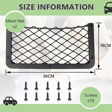 Filet Rangement pour Voiture4Pc Filet Coffre Voiture 36x18CMSac Pocket Organizer de Voiture pour AutoCamping-Cars SAC DE COFFRE (1/4)