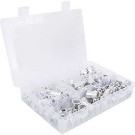Assortiment de 175 écrous à sertir à tête plate en aluminium avec boîte de rangement pour outils industriels (1/5)