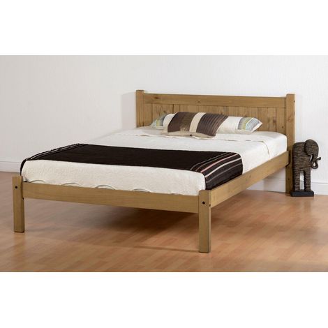 Maya 4 Feet Bed Frame - L198 x W130 x H85 cm - Distressed Waxed Pine (1/5)
