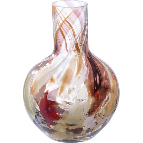 Vase décoratif en Verre coloré - Vase à Fleurs - Décoration de Salon - Cadeau pour Femme - Hauteur : 21 cm - Marron/Rouge (1/2)
