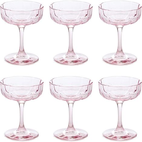 Lot de 6 Verres à Cocktail "Fleur" 15cl Rose (1/4)