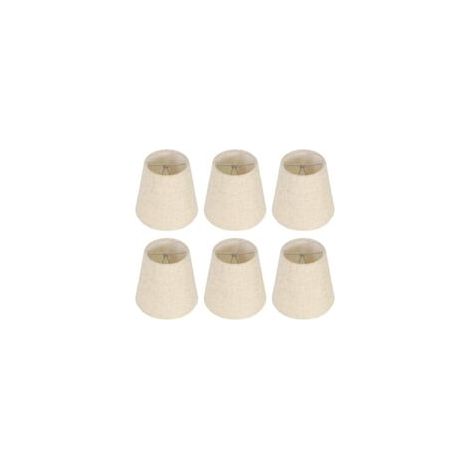 Lot de 6 abat-jours en toile de jute beige – Dimensions 3,5 x 5,5 x 5,2 pouces – Clip sur ampoule E14 pour lampes et lustres (1/4)