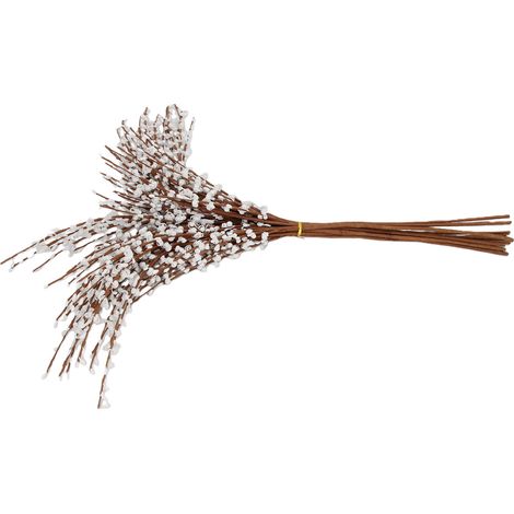 Lot de 10 fleurs artificielles à branches hautes et baies blanches, décoration florale pour jardin, mariage, hôtel, restaurant ou terrasse. (1/5)