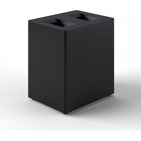 Pattumiera a 2 Scomparti Totale 90 L 56x44x 63 cm con Contenitori Interni in Acciaio Verniciato Nero