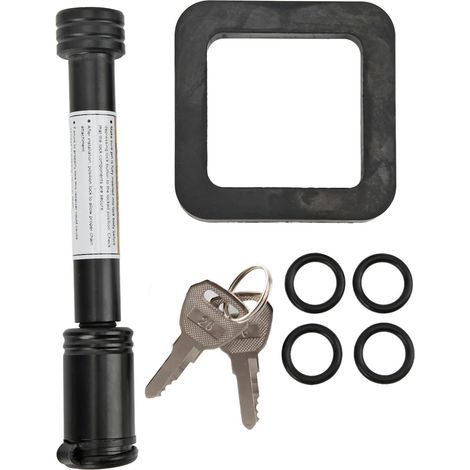 Serrure d'attelage de Remorque, Antivol en Acier Massif, Récepteur d'attelage de 5/8 Pouces, Serrure à Goupille de Remorque avec 2 Clés, Anneaux en Caoutchouc étanches pour Porte-vélo (1/5)