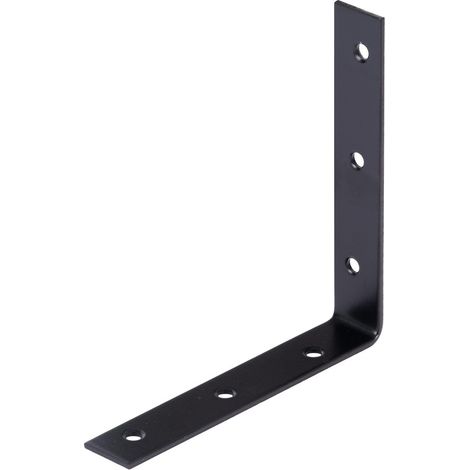 Equerre d'assemblage L.125x125mm l.22mm ép.2mm ACIER galvanisé, thermolaqué noir trou-diam.6mm