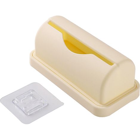 Distributeur de sacs poubelles, porte-rouleau, organisateur mural de stockage des déchets en plastique avec adhésif Non marquant pour la cuisine Beige (1/5)
