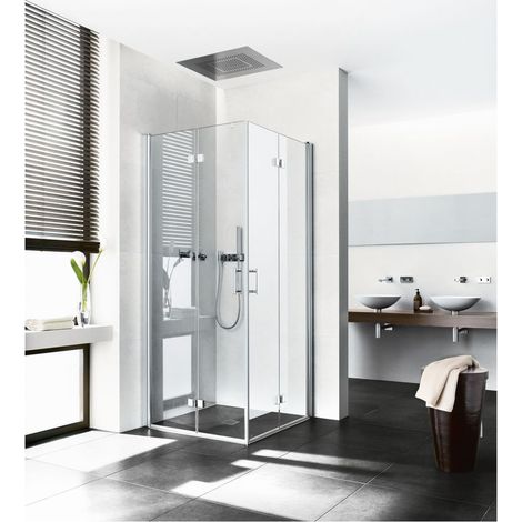 Kermi Demi-pièce d’angle à gauche Diga 2CL 0780x 2000 GAK : 740-760 SIHG verre trempé Opaco Clean (1/5)
