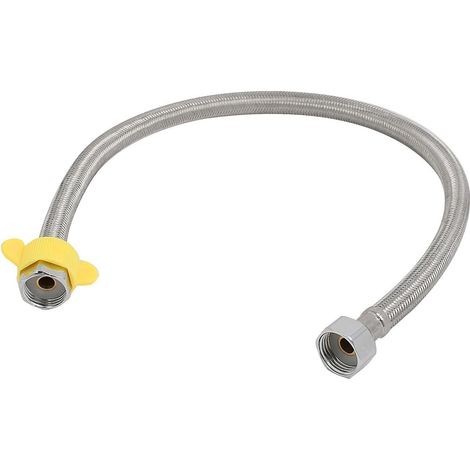 60cm Länge 304 Edelstahl - Wassereinlass zum Verbinden geflochtenem Schlauch mit Silberton (1/2)