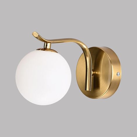 Applique murale de chevet globe, applique murale en métal doré avec abat-jour en acrylique globe, applique murale de porche d’intérieur, douille G9, appliques murales design chandelier moderne pour sa (1/5)