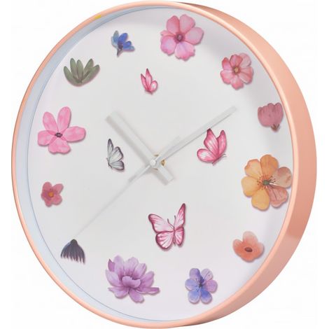 Wanduhr mit Blumenmotiv, Ø 30 cm (1/3)