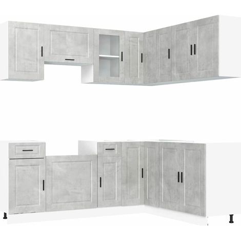 Maison Exclusive - Mueble cocina Porto gris hormigón 11 pzas made