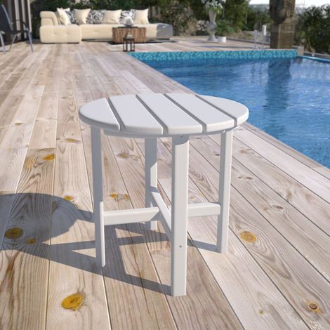 HDPE Round Adirondack Side Table  Weather-Resistant Outdoor Garden Table (1/5)