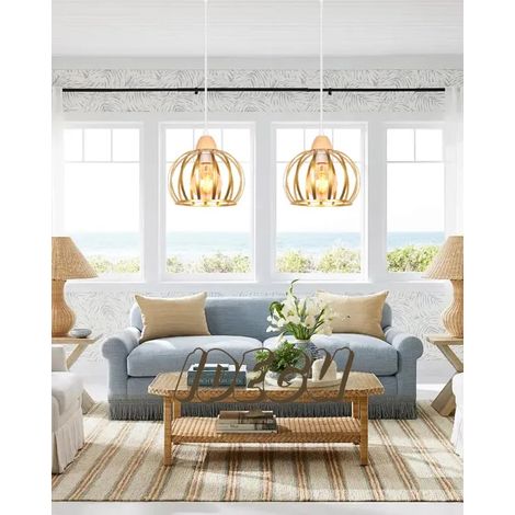 Lustre Industriel - - Ajustable - Métal et Bois - Vintage - E27 60W (1/5)