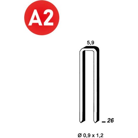 5 200 Agrafes Es-26 - Inox A2 - 5.9x26x0.9x1.2 mm - D-Work