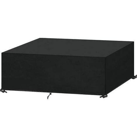 Housse table de jardin 180x110x70cm – Protection imperméable anti-UV – Tissu Oxford résistant – Fixation sécurisée – Noir (1/5)