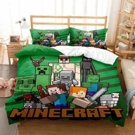 Ensemble housse de couette Minecraft 140x200 - Alokus - 2 pièces - Doux, léger et lavable - Pour chambre enfant (1/4)