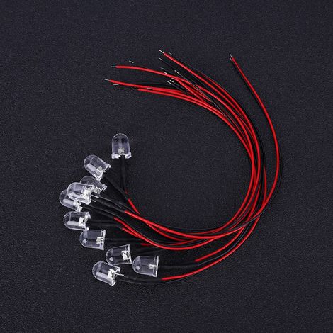 Lot de 50 diodes LED 12 V, avec câblage, culot rond 10 mm, multicolores, à clignotement lent. (1/5)