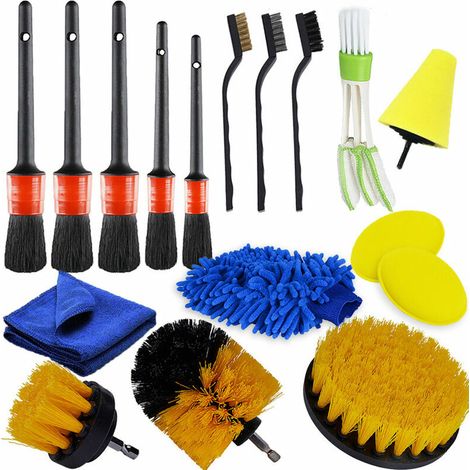 VURAHOME - Kit d'outils de brosse de nettoyage, poils de brosse de nettoyage de voiture, ensemble de brosses de lavage de voiture fonctionnant avec une perceuse, 17 PCS (1/5)