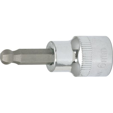 Douille tournevis 3/8" 6 pans sphériques, Longueur 50 mm, Ø 6 mm - En Chrome Vanadium - Finition chromée (1/2)