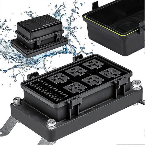 12V wasserdichter Kfz-Relais- und Sicherungskasten [6 Relaishalter vom Typ Bosch] [6 ATC/ATO] Universalrelais