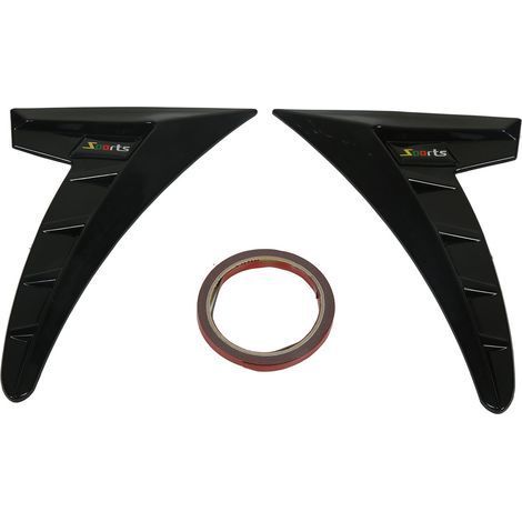 Paire de cadres de sortie d'air latéraux sport, TPU haute résistance, universels, finition noire brillante pour voiture (1/5)