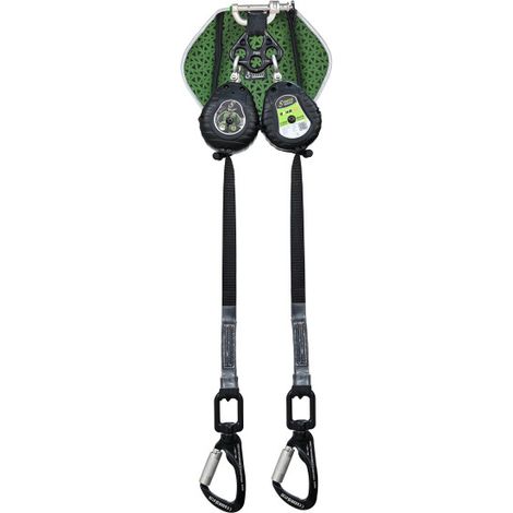 Anticaída retráctil doble, con correas de 2,40 m y absorbedor de energía en bolsa dorsal SPILO-S2 KRATOS SAFETY