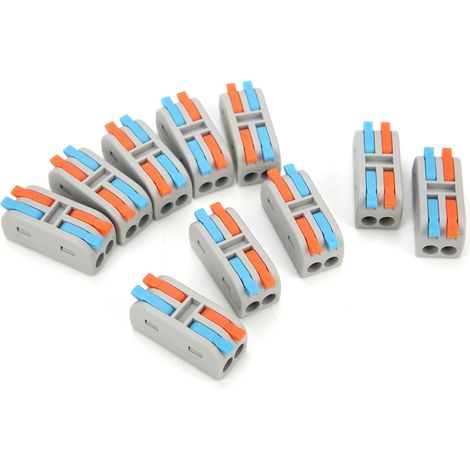 10 Pièces Mini Connecteur à Levier pour Câbles Électriques, Borne de Jonction 2 en 2, Bloc Terminal Luminaire 250V (1/5)