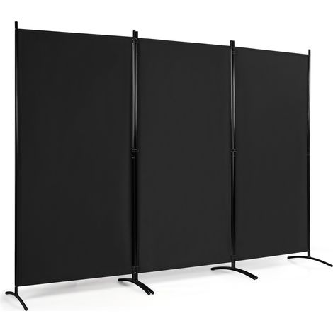 Divisore con 3 pannelli per casa ufficio, Separatore pieghevole con cardini durevoli 260x183cm Nero (1/4)