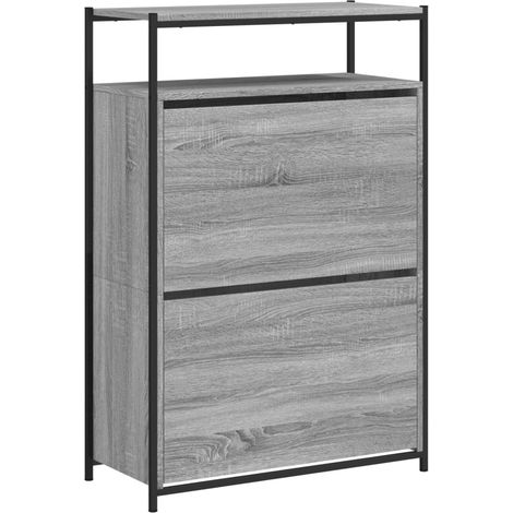 Zapatero mueble para entrada pasillo y salón diseño Sonoma 75 x 34 x 112 cm madera de ingeniería gris 020022094 (1/5)