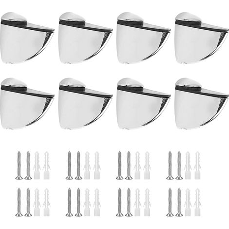 Support Étagère Verre - Pince Réglable en Alliage de Zinc - Pour Épaisseur Verre 3 à 14 mm - Convient Étagères Bois/Verre - 8 Pièces (1/5)