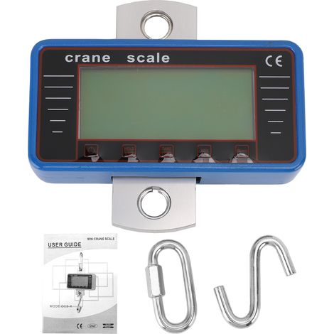 Industrial Hanging Scale, 500kg/1100lbs Heavy Duty Digital Crane Scale with 4" LCD Display and Hooks, Ideal for Construction Fishing Outdoor 500KG- English - Blue (1/4)