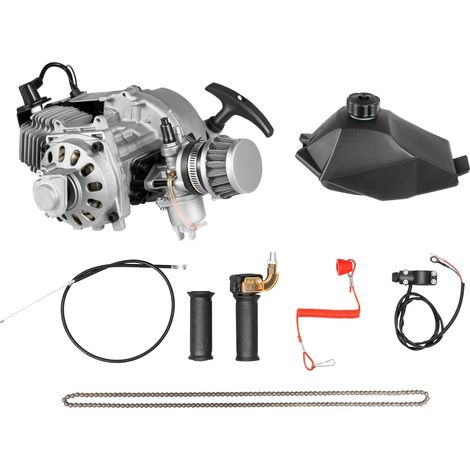 Motor Minimoto 49cc, 1,9 kW/7000rpm Minimoto Gasolina, Mini Moto Gasolina, 2 Tiempos Moto, 3CV Motor de Gasolina de 1,2 Litros, Capacidad de Carga de 180kg (1/5)