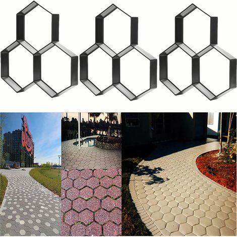 3PCS Moule de chaussée en ciment en plastique réutilisable, bricolage de chemin de jardin, outil de Construction de chemin en pierre décorative (1/5)