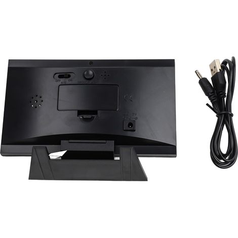 Horloge de température et d'humidité - Station météo numérique avec mesure de la température et de l'humidité - Horloge numérique avec rétroéclairage LED (noir) (1/5)
