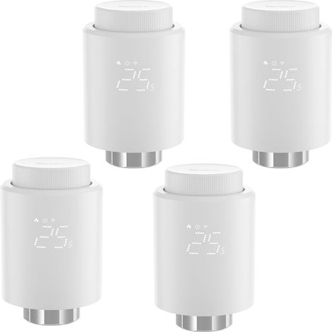 Lot de 4 Vanne Thermostatique Connectée ZigBee 3.0 Adapté pour SONOFF TRVZB - Thermostat Intelligent Radiateur Contrôle Vocal Détection de Fenêtre Compatible Alexa Home Assistant