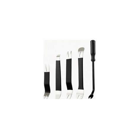 Set d'outils de démontage Automobile, 5 pièces de Cales en métal pour Garnitures + Outil de Levage, kit de réparation Automobile pour Le Retrait des Panneaux de Porte et de Garniture (5, Noir)