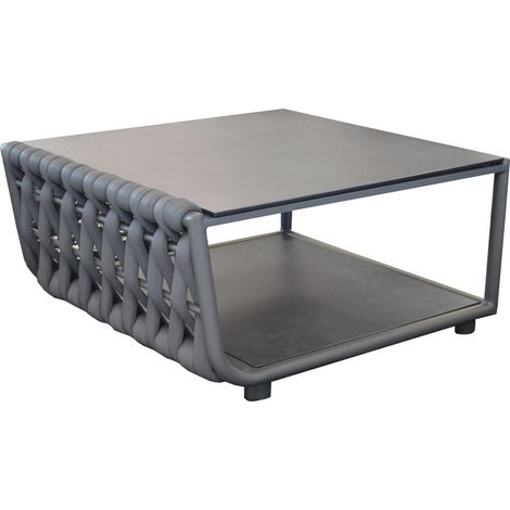 PROLOISIRS Table basse de jardin rectangulaire Hug alu tresse/veree+ceramique - anthracite (1/5)