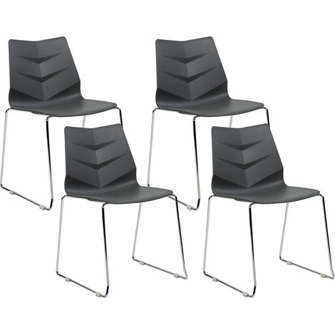 Set of 4 Dining Chairs HARTLEY Dark Grey