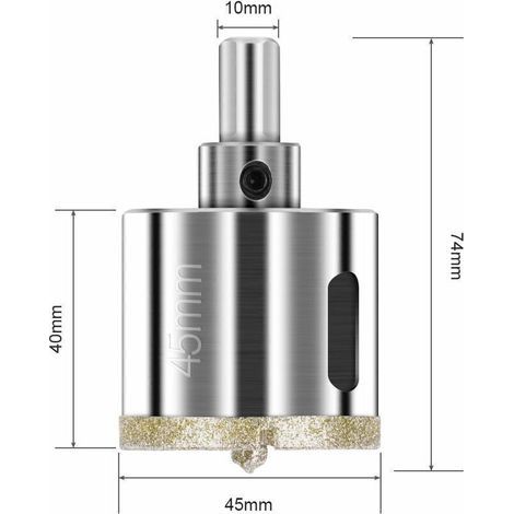 45mm Diamond Hole Saw, Diamond Drill Bit with Central Guide Drill Bit, Tile Hole Saw with Diamond Surface Coating for Cutting Glass, Tiles, Ceramics, Marble, Limestone (1/3)