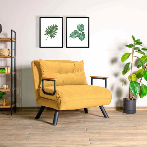 Sillón Keoni, Silla Reclinable, Brazos, Soporte de Peso 100 kg, 60x78x78h cm Amarillo (1/5)