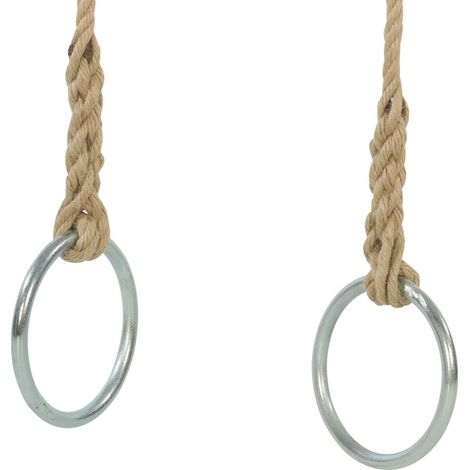 Anneaux de gymnastique réglables cordes chanvre synthétique pour portique de balançoires 3 à 4 m. fabriqués en France (1/4)
