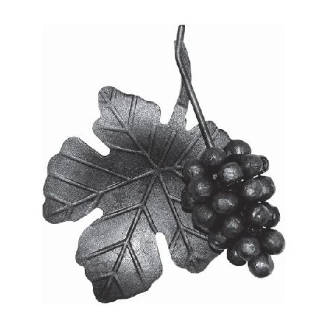 Décor raisin grappe et feuille - Hauteur 180mm Longueur 140mm épaisseur 3mm - Forgé à la main - À souder - DECO FER FORGE (1/2)