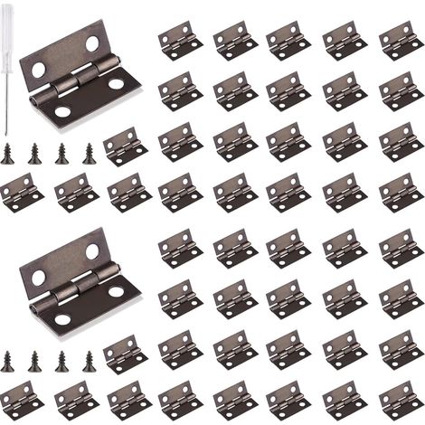 Charnières Miniatures 60 Piéce Mini Charnières Rétro Petites Charnière Charnière pour boîte à bijoux avec Tournevis et 240 Vis, 15mm18mm, Rétro (1/5)
