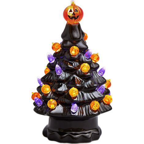 Arbre d'Halloween Lumineux en Céramique - Décoration de Table Citrouille Éclairée pour Halloween (1/5)