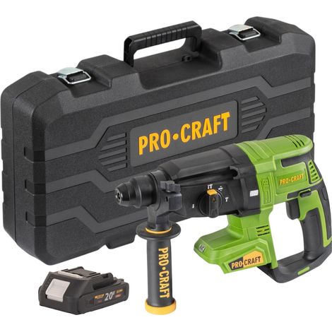 Procraft PHA40bb-c Trapano a percussione a batteria 20 V 2,6 J SDS plus Brushless + 1x batteria 2,0 Ah + valigetta - senza caricabatteria