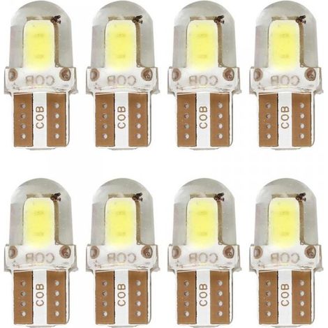 8 Pezzi Lampada Led T10 W5W 4 COB 12V 0.6W 40lm Bianco Freddo 6500K 23mm