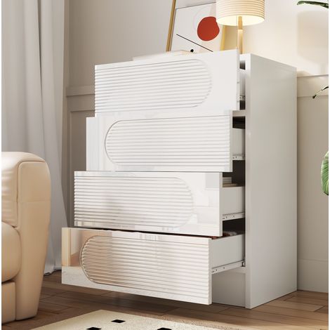 Schubladenschrank mit 4 Schubladen 60x38,5x85 cm Weiß OKMYHOME (1/5)