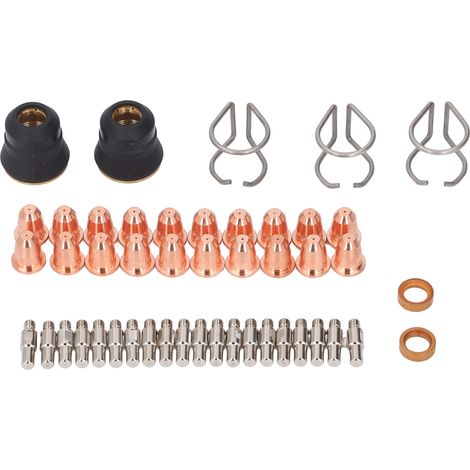 Kit d'accessoires de torche de découpe Plasma, 47 pièces, électrode PR0010 PD0116-08, pointe de buse, capuchon de bouclier, Guide d'espacement, anneau tourbillonnant (1/5)