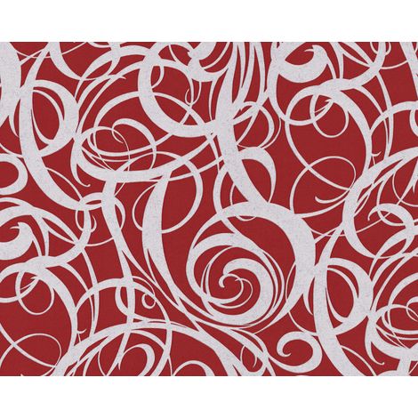 Papel pintado gráfico EDEM 81136BR25 papel pintado vinílico estampado en caliente tejido non tejido gofrado con dibujo abstracto y acentos metálicos rojo rojo-purpura plata 10,65 m2 (1/5)